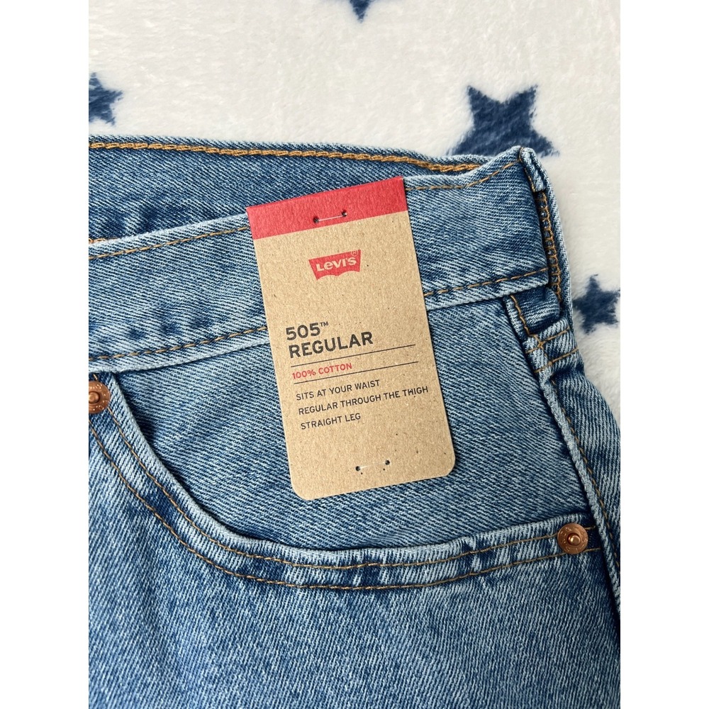 Levi's 505 Regular Men's Jeans 32x32 Light Wash Straight Leg Denim Pants - Picture 6 of 7